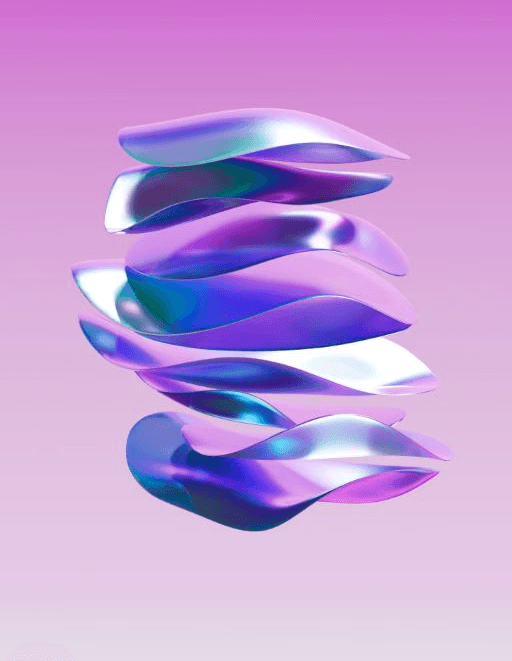 Unusual glimmering 3d shape on light background.