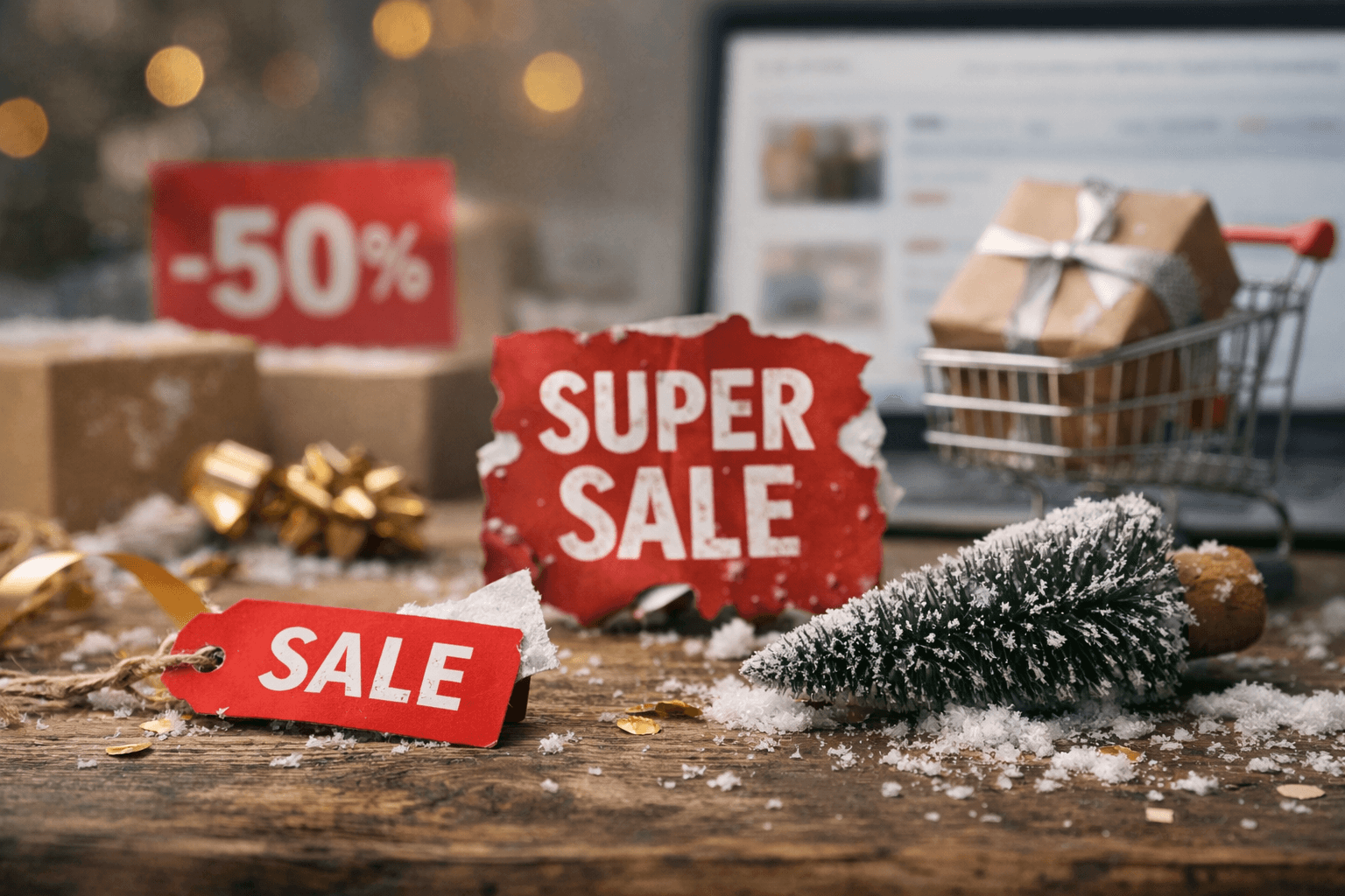 Post-holiday sale remnants lingering after year-end promotions have ended