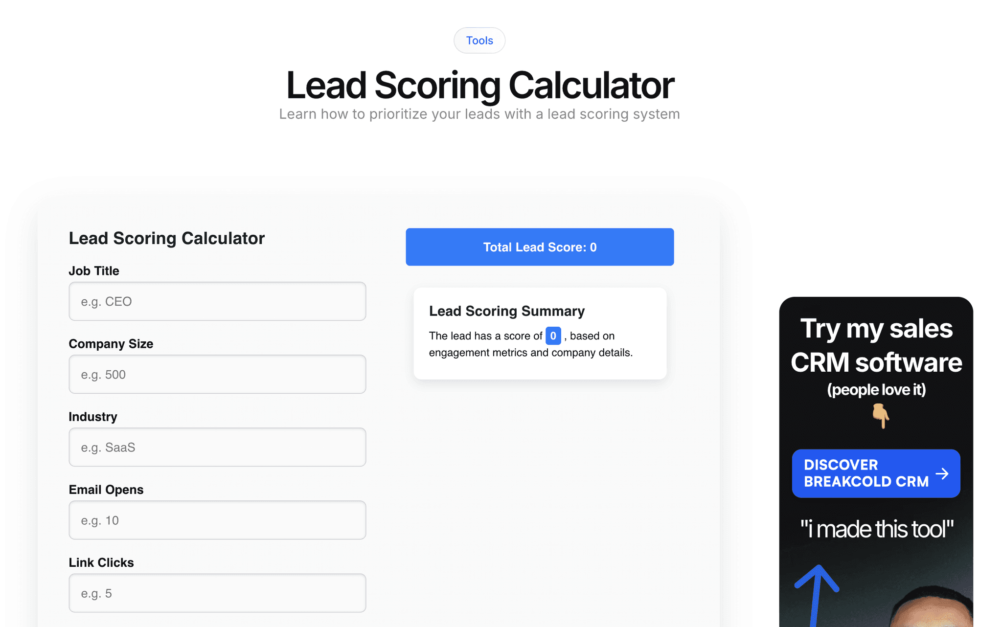 Lead Scoring Calculator