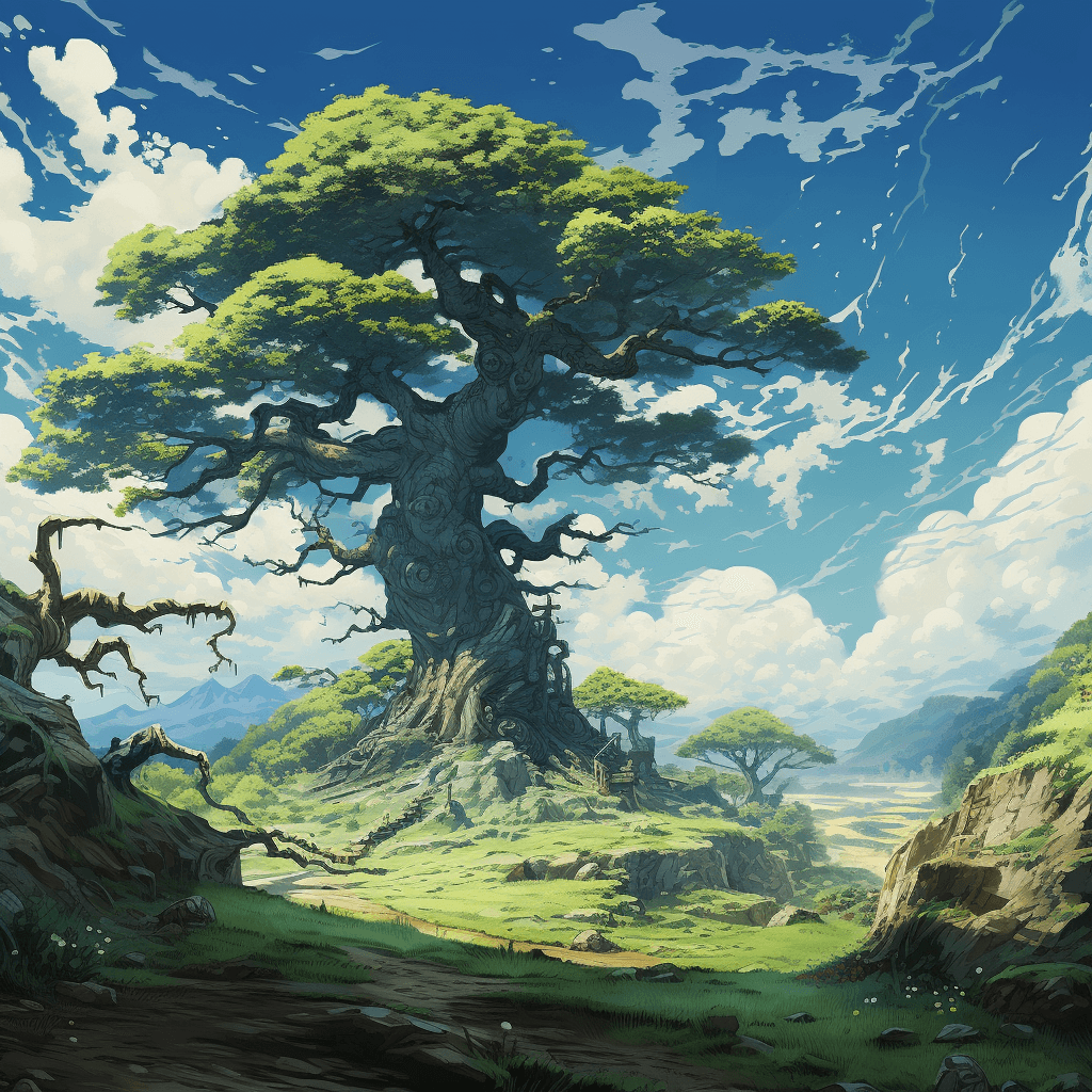 huge tree in the middle of landscape