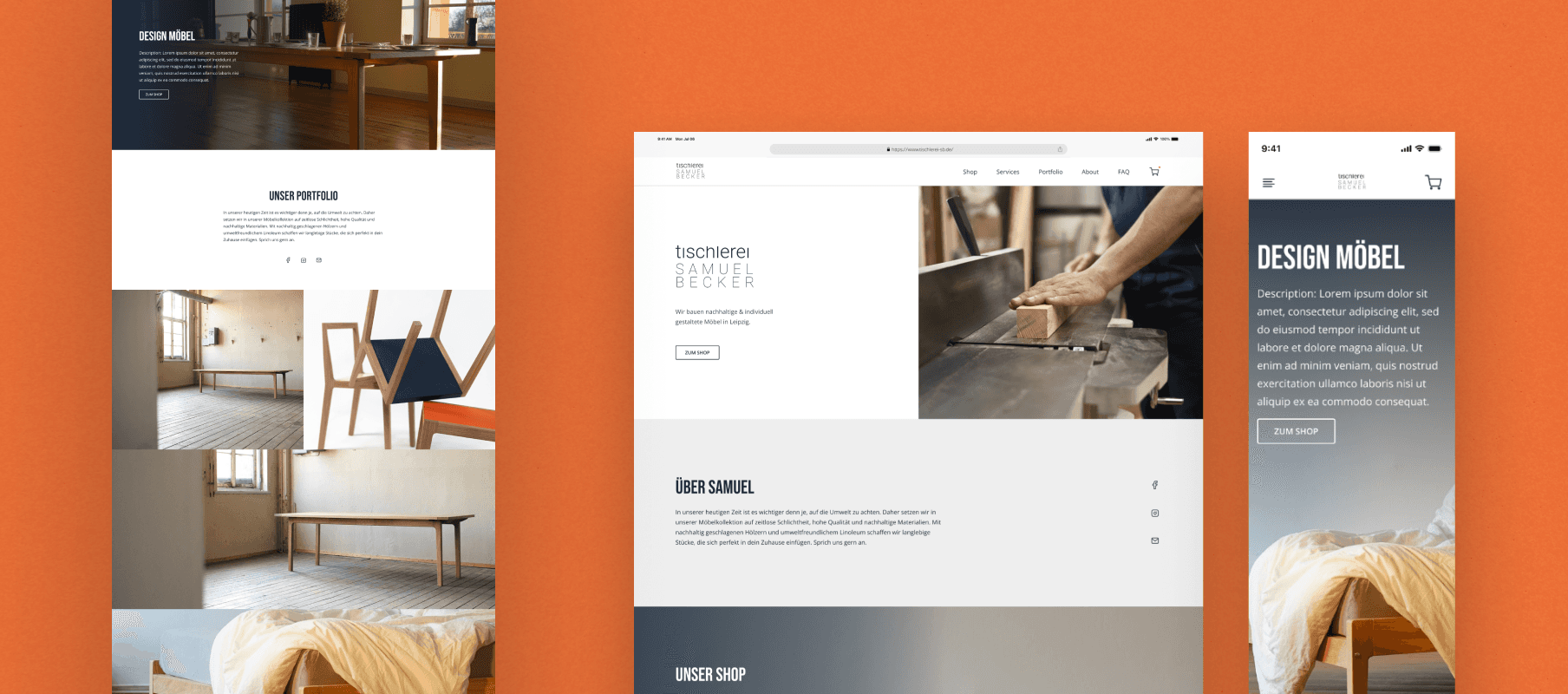UI Design Website Tischlerei Samuel Becker
