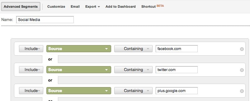 Google Analytics segments for social media