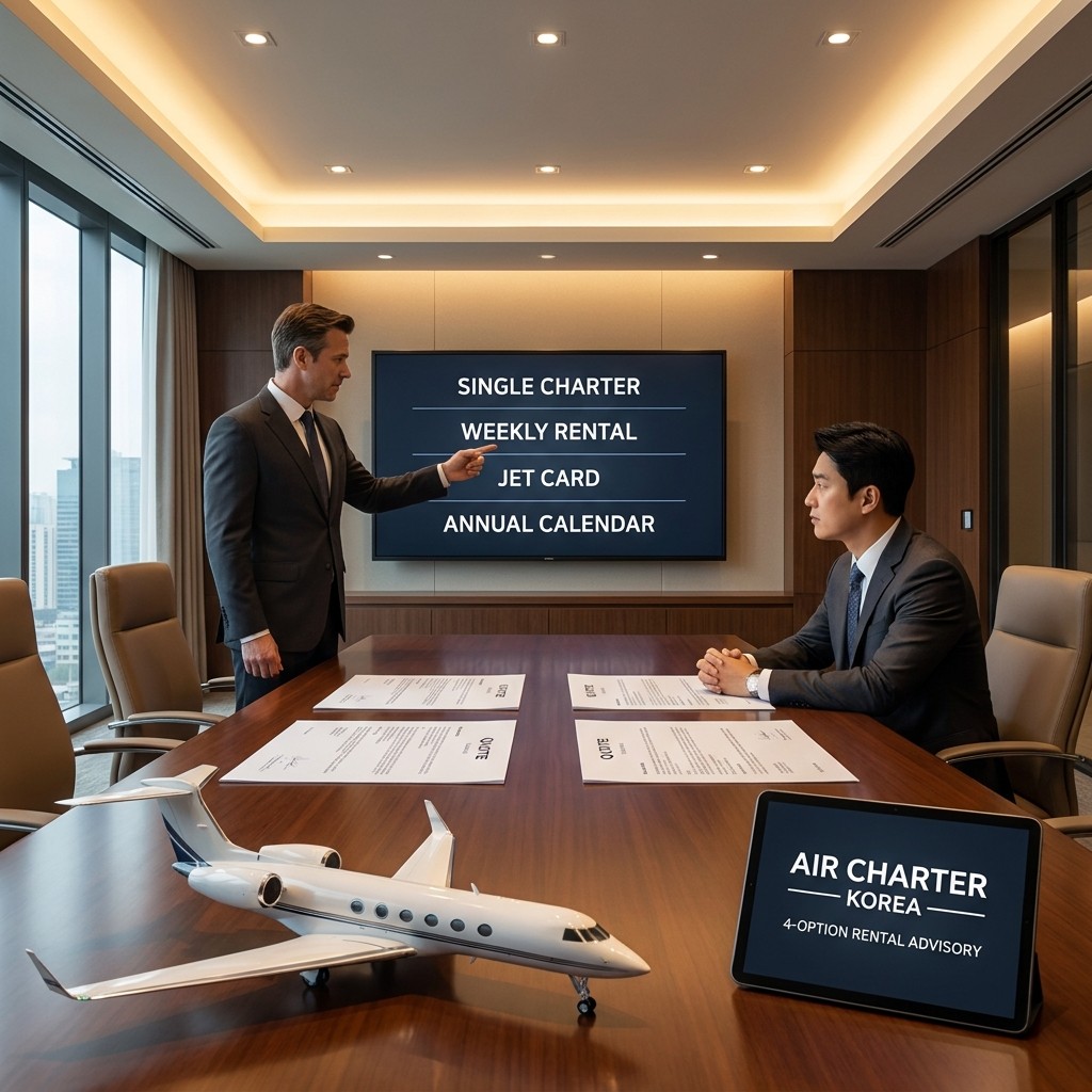 ACK 자산가 대여 단위 매칭 컨설팅 - 단발 차터 1주 1개월 Jet Card 연간 캘린더 4가지 동시 견적