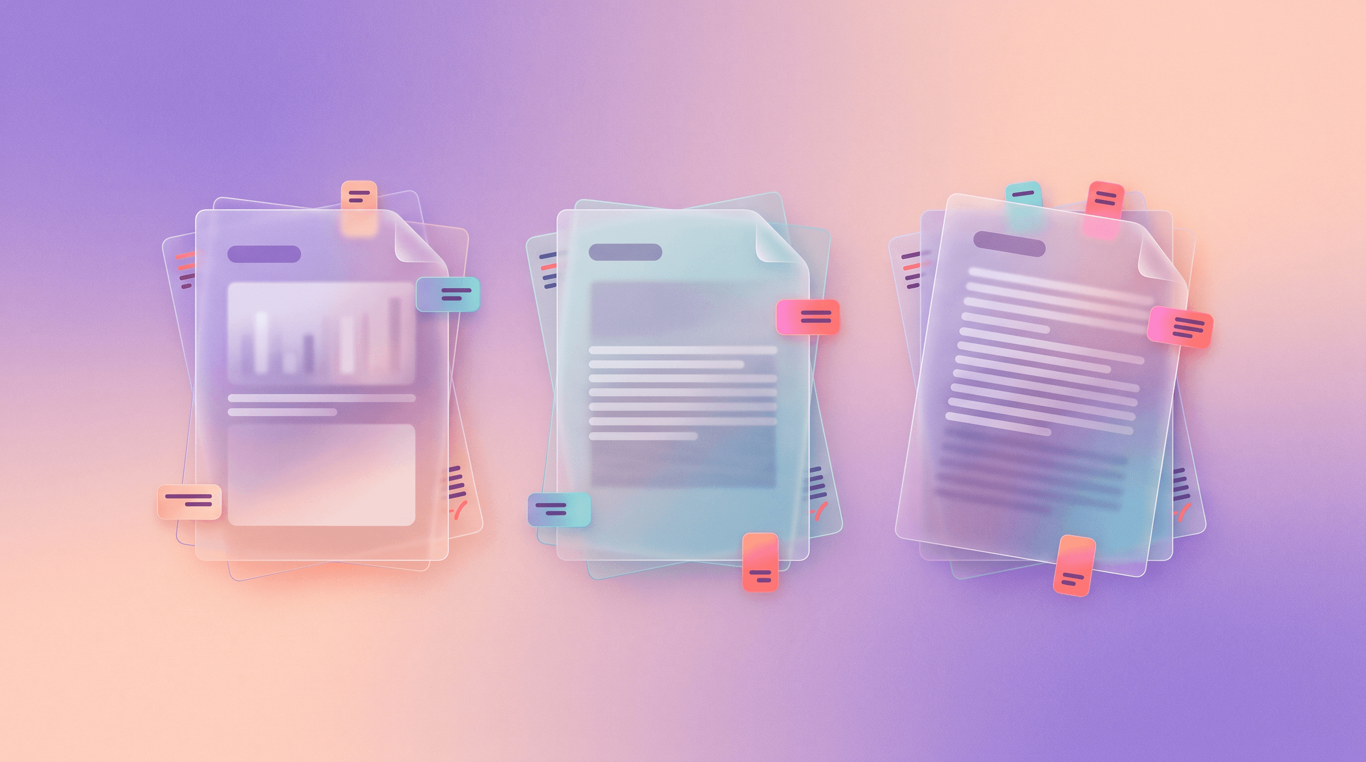 Stacks of marked research papers sorted by methodology