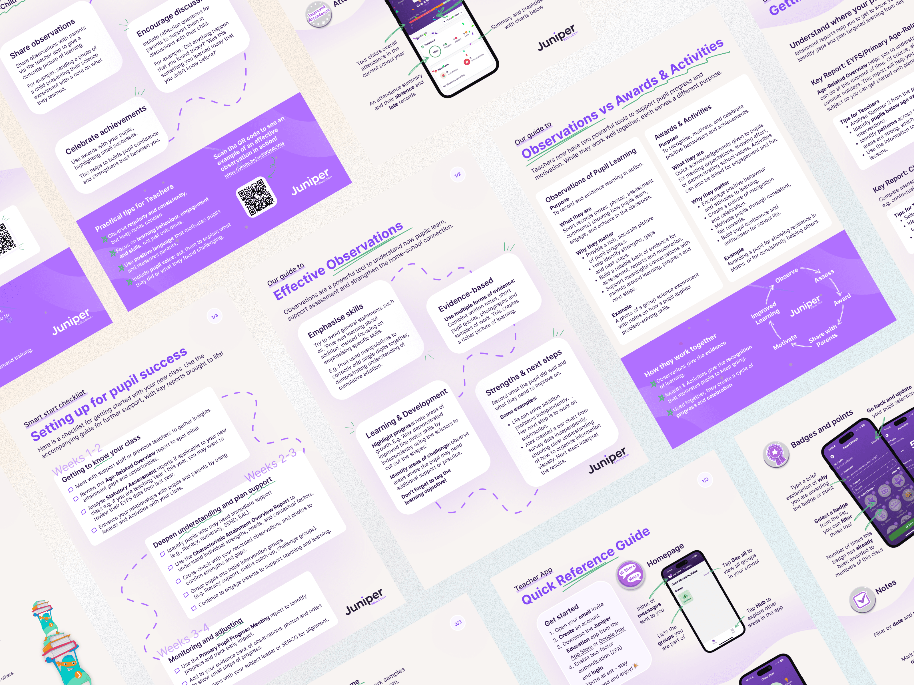 Various print designs for onboarding teachers