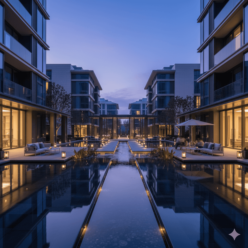 Tranquil central lagoon landscaping and luxury residences at Smart World Select 113