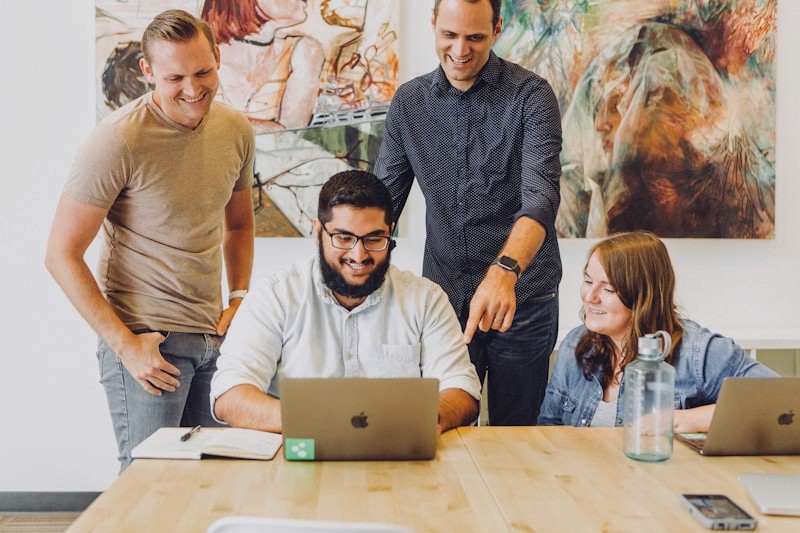 Coworkers smiling together