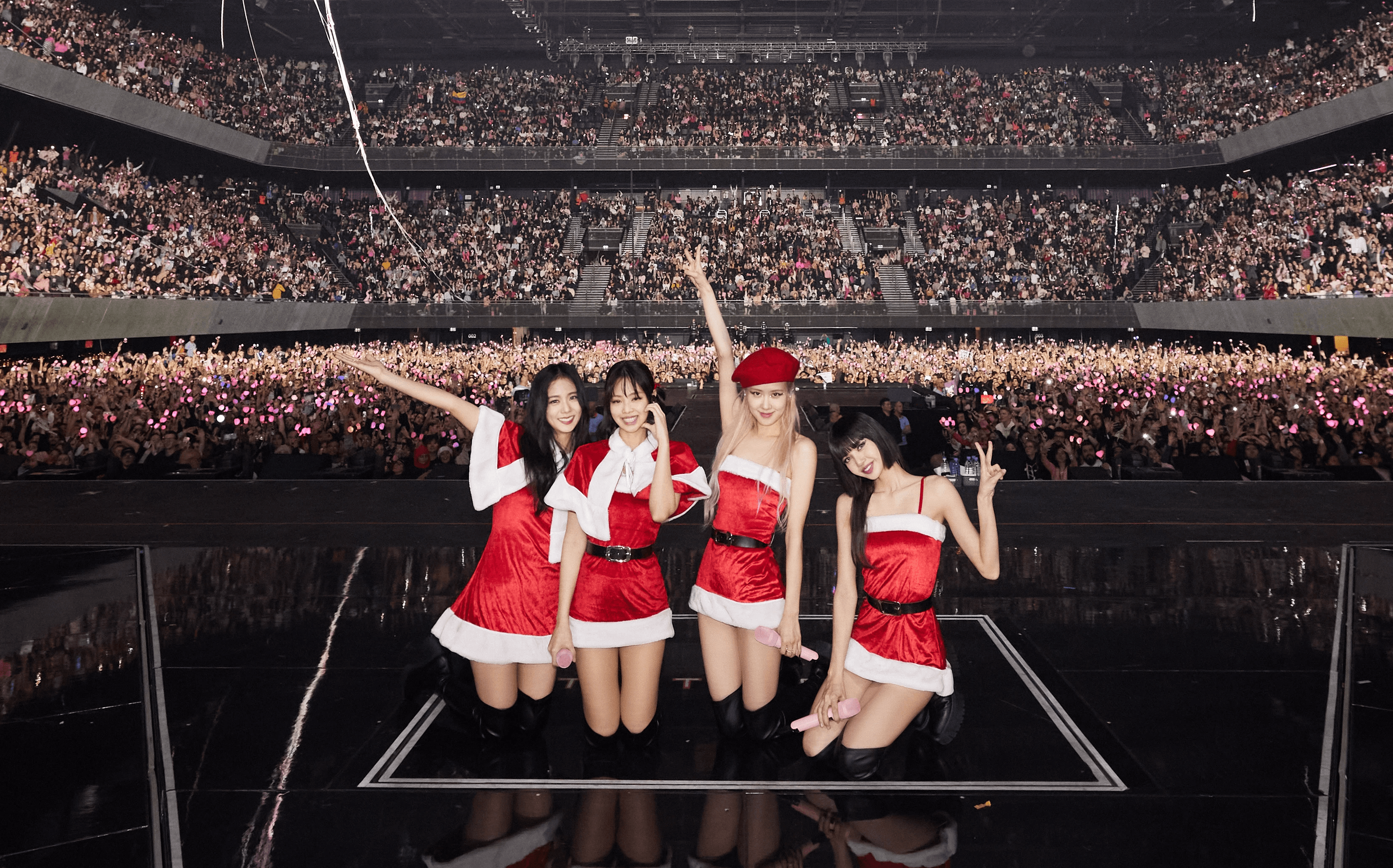 Image of BlackPink posing at concert