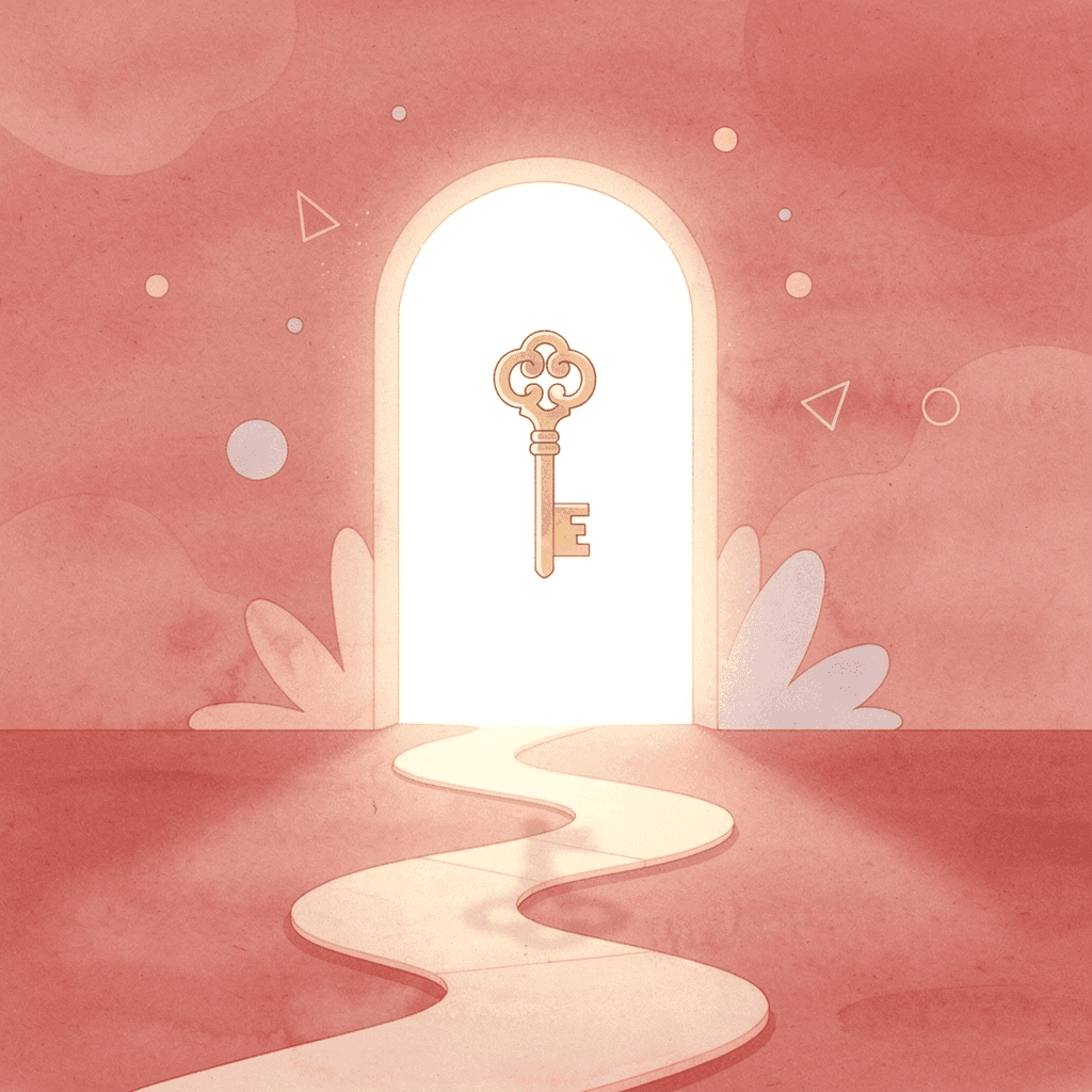 Scene of a gateway opening to represent moving beyond recovery into lasting strength