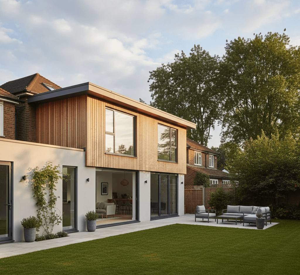 Modern two-storey side and rear extension on a family home in South Croydon, London.