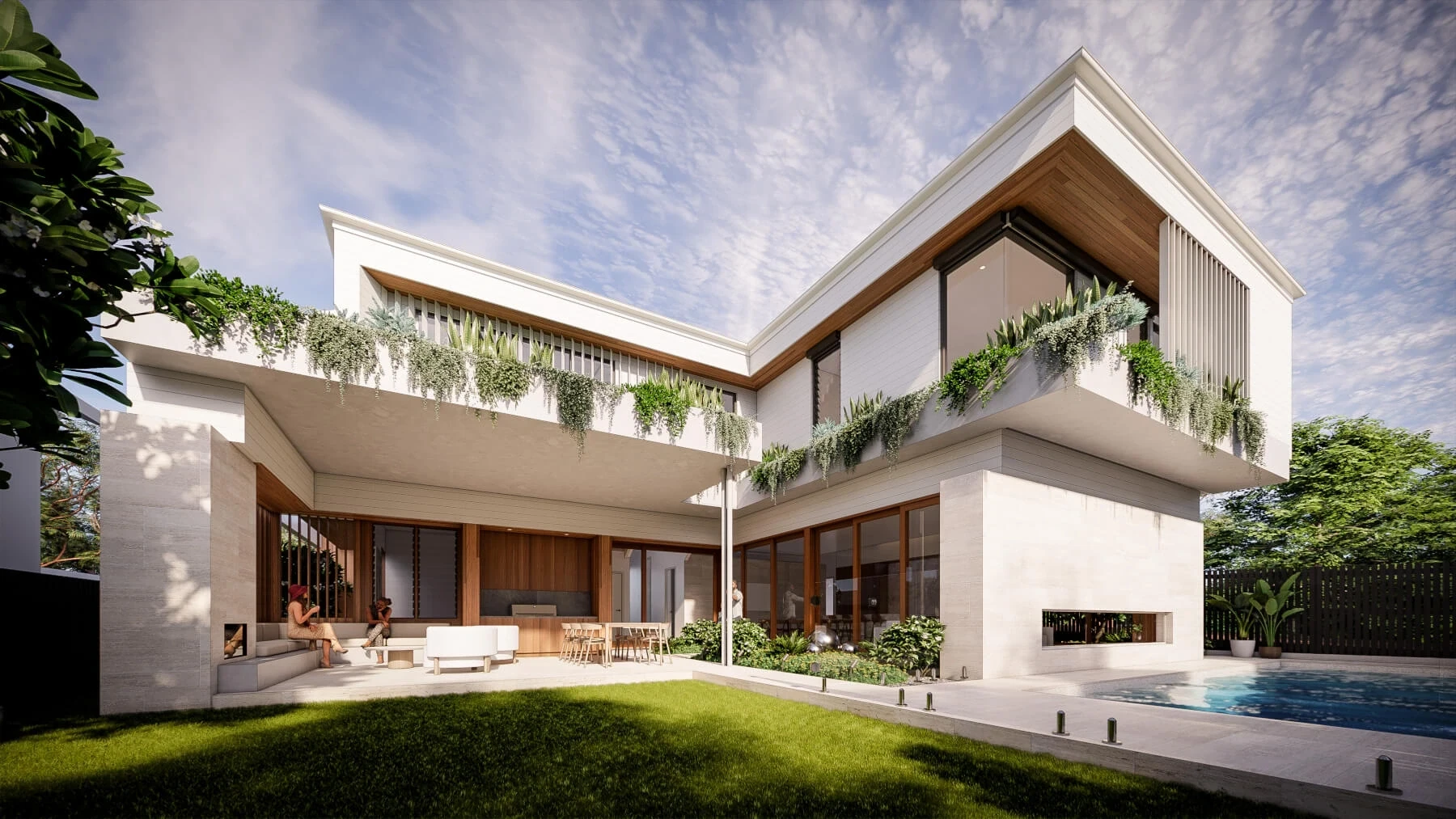 Rear view of Jacaranda House in Brisbane