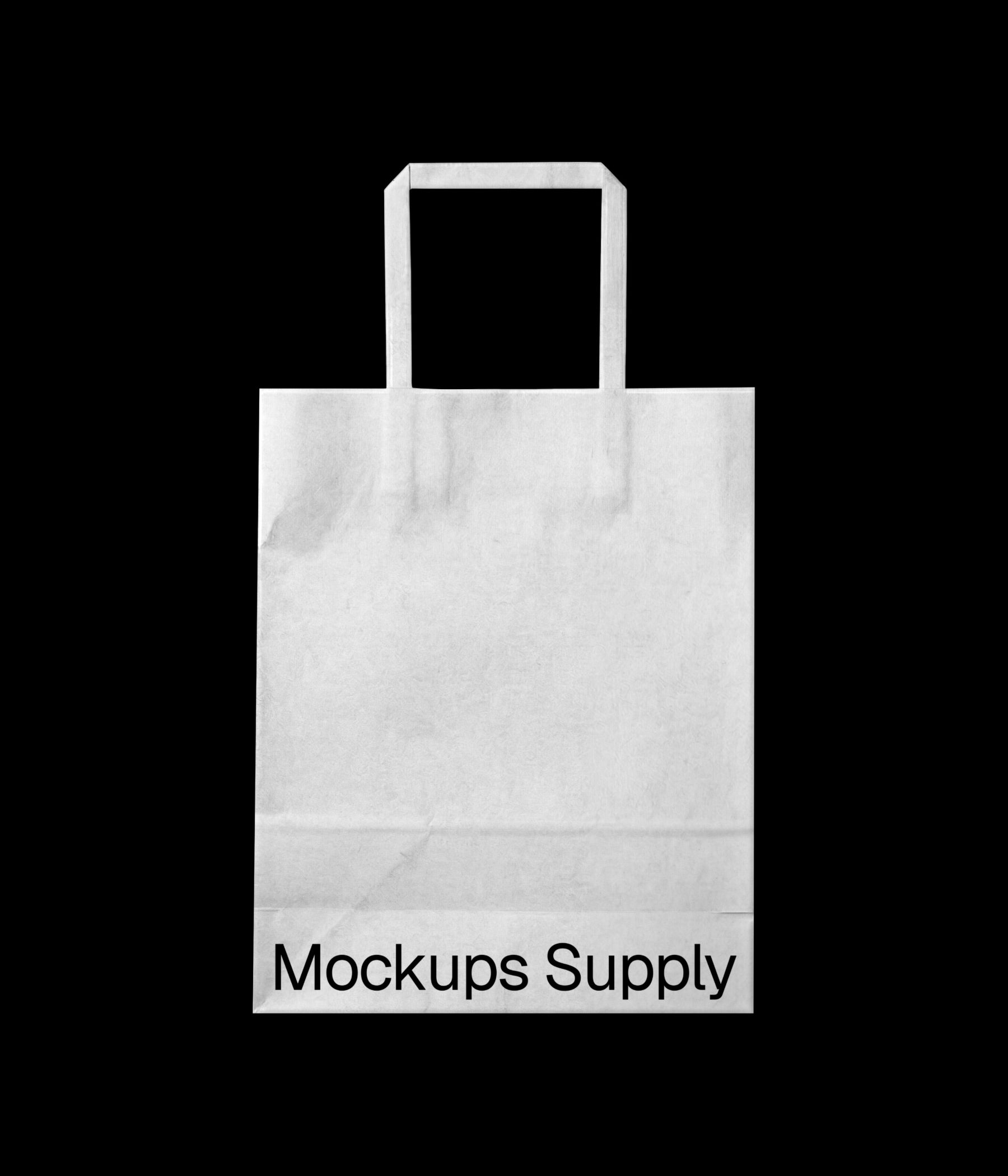 Small paper bag mockup with flat handle and custom branding download PSD
