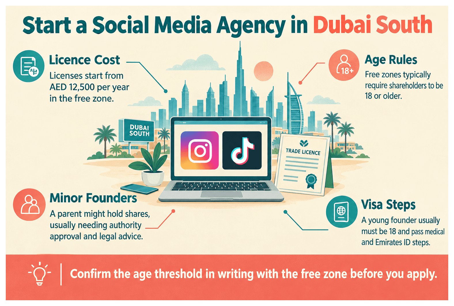 Infographic: Setting Up a Social Media Management Business in Dubai South: License, Cost and Steps