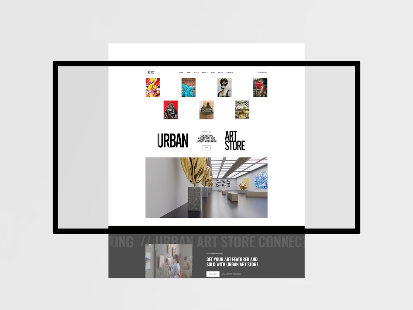 Custom ecommerce art gallery website design showcasing an online art store