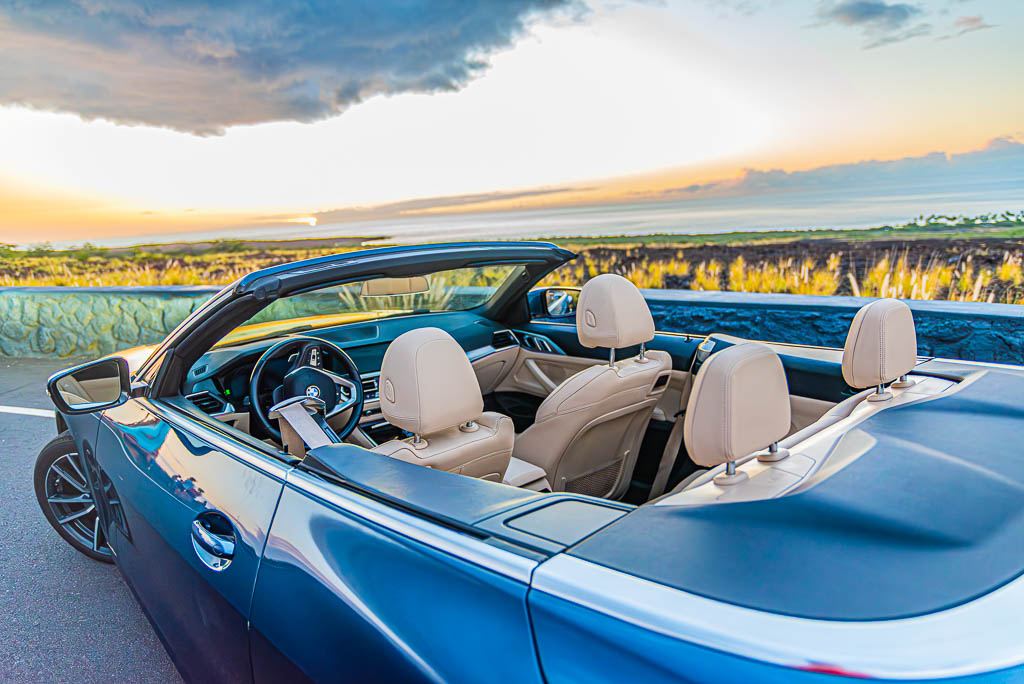 Blue BMW 430i for rent in Hawaii