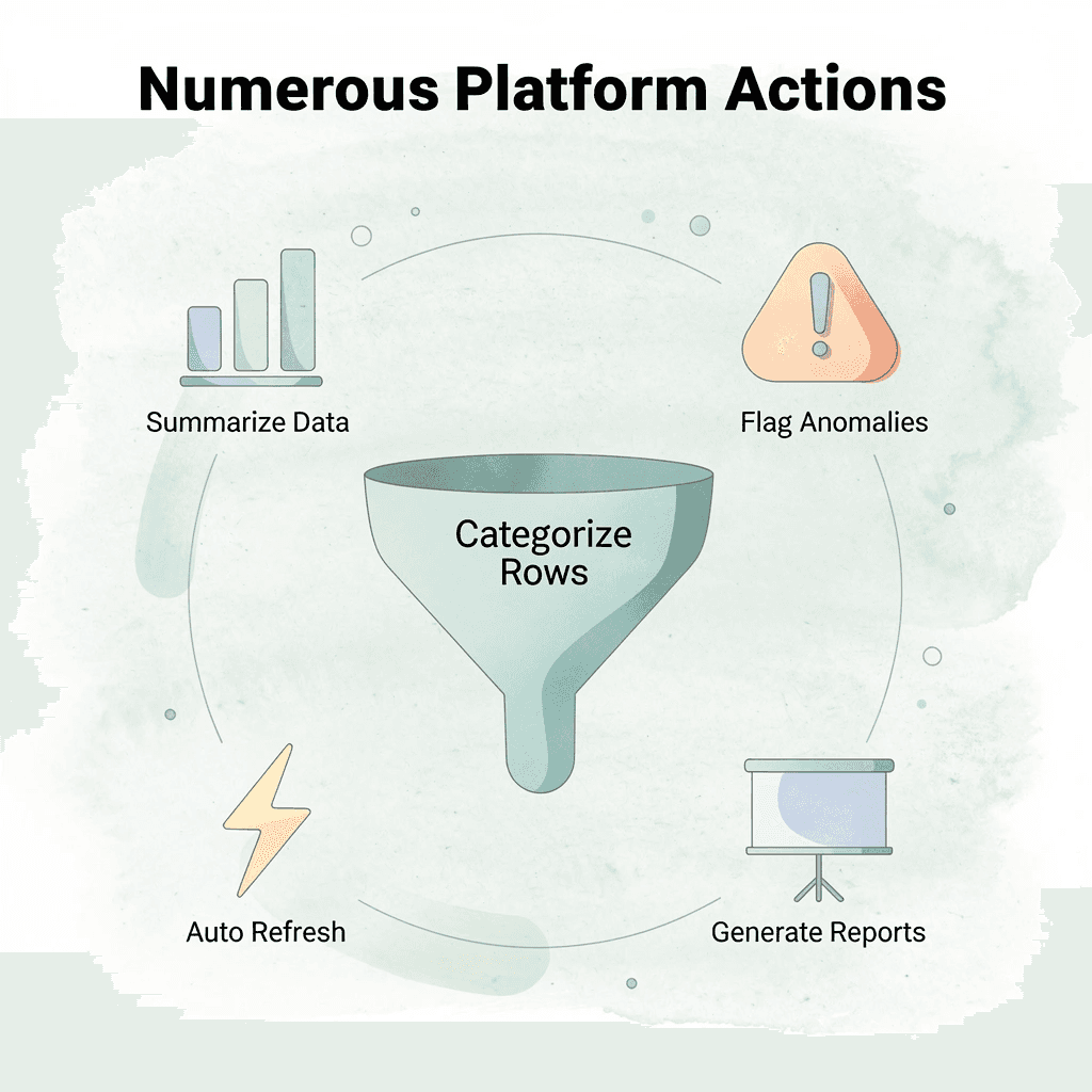 Hub and spoke infographic showing Numerous AI platform capabilities