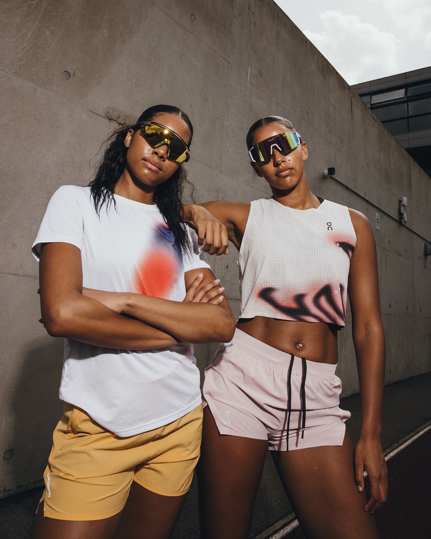 Bride in white dress walking on street, blurred motorcycle passing