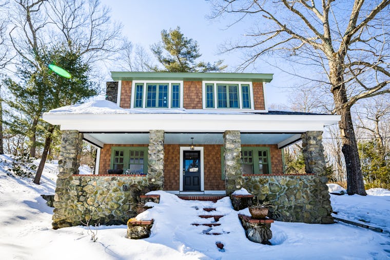 stone shingle home exterior