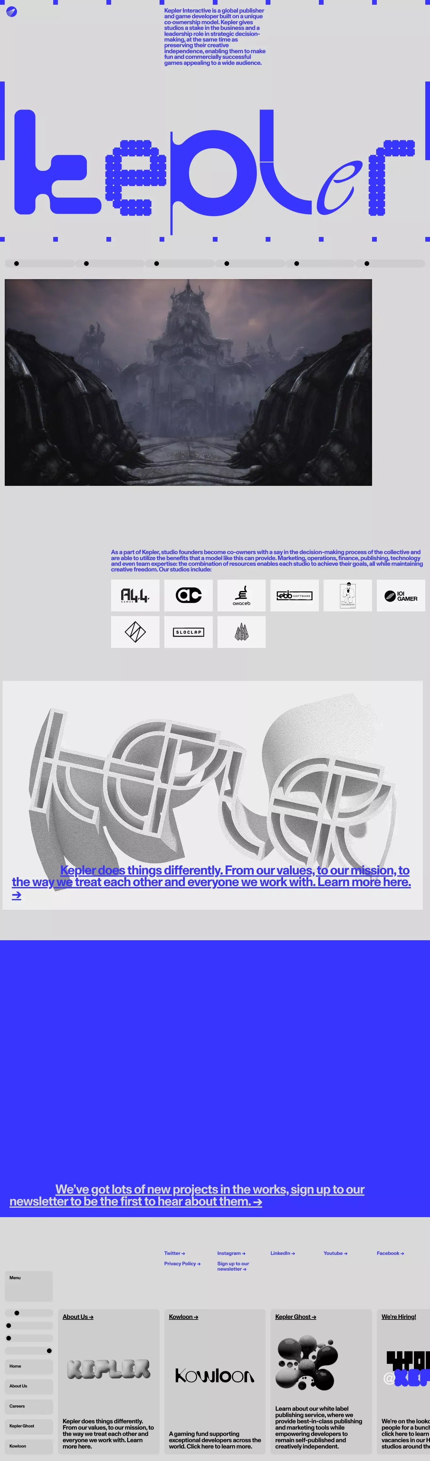 Kepler Interactive portfolio page screenshot showcasing Design and Tech design