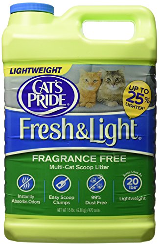 Cat's Pride Fresh and Light Premium Clumping Fragrance Free Scoopable Cat Litter Jug, 15-Pound