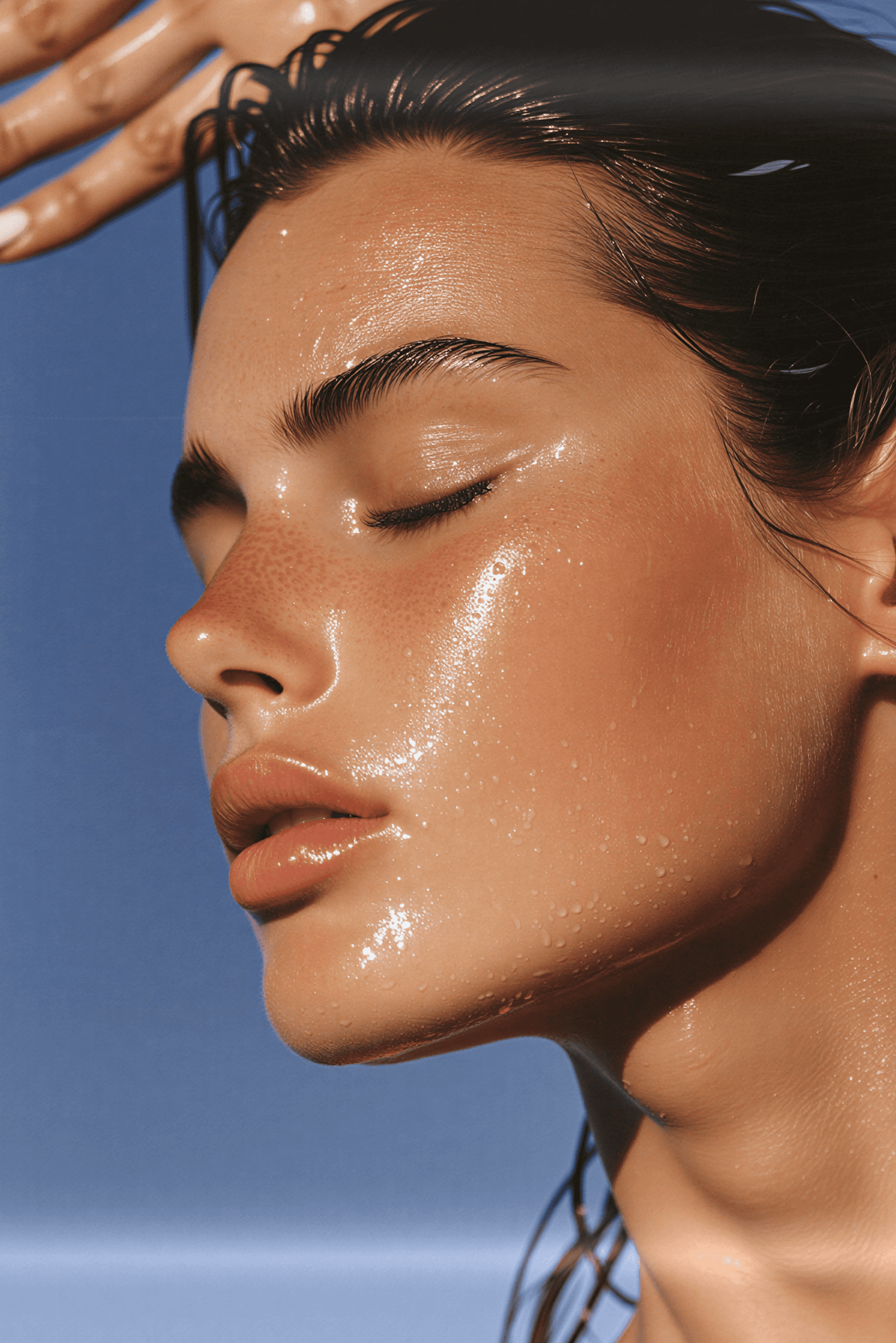 Side profile showing natural skin glow after daily skincare routine.