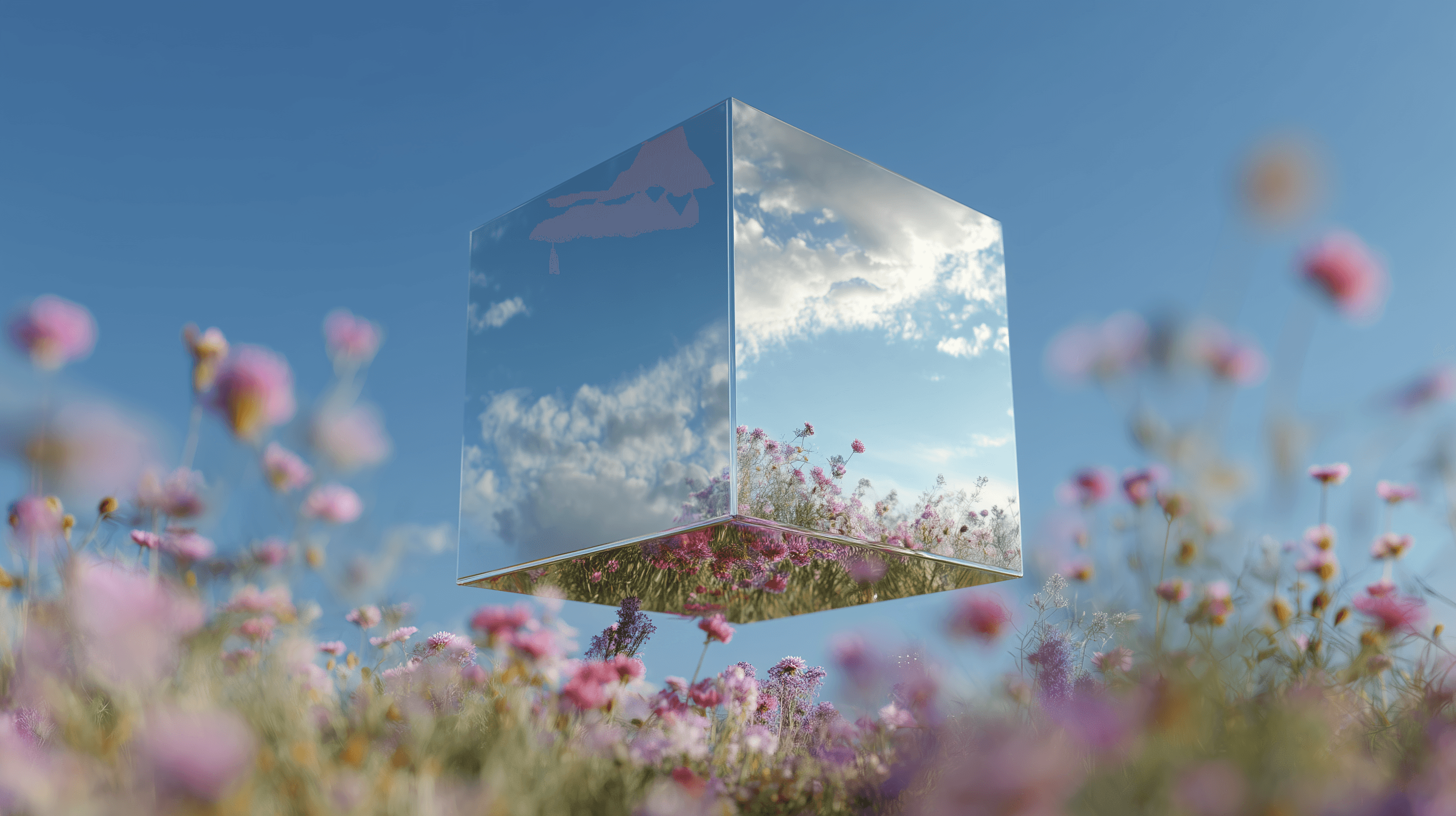  Metal cube in the field