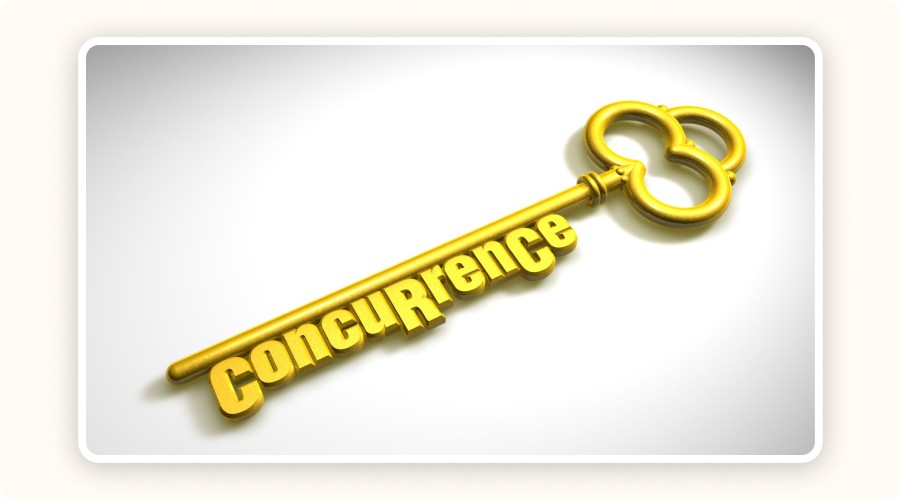 Clé dorée stylisée avec le mot “Concurrence” intégré dans la tige