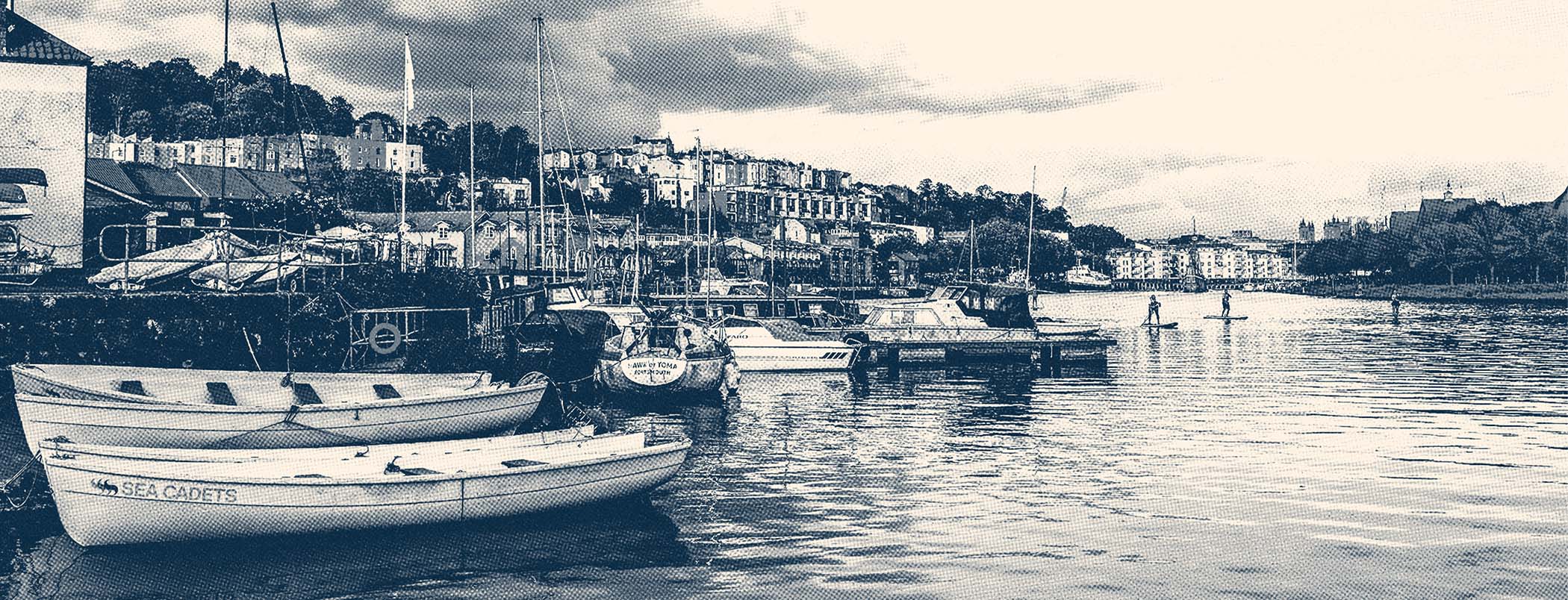 Haltone image of the Bristol Harbour and home of Fulcra Creative