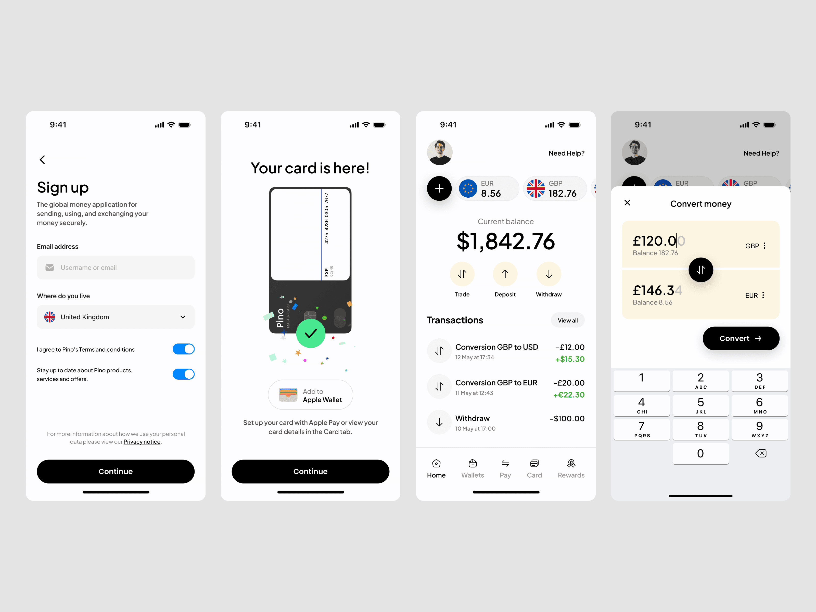 Fintech mobile app design