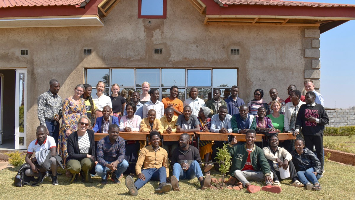 Teachers outside of Ebenezer Academy