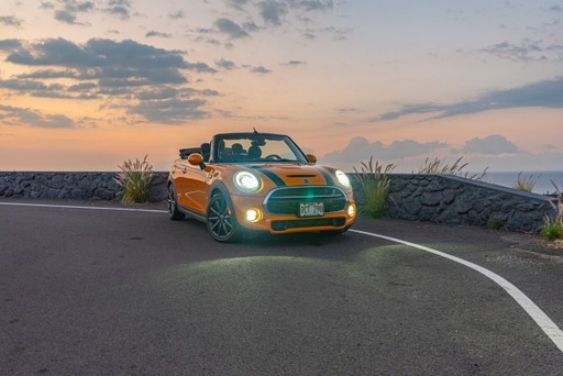 Orange Mini Cooper for Rent