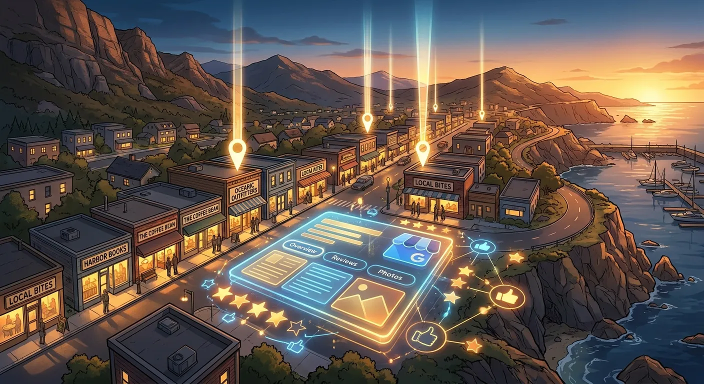 "RockN' Socials Digital Marketing scene with illuminated street visuals."