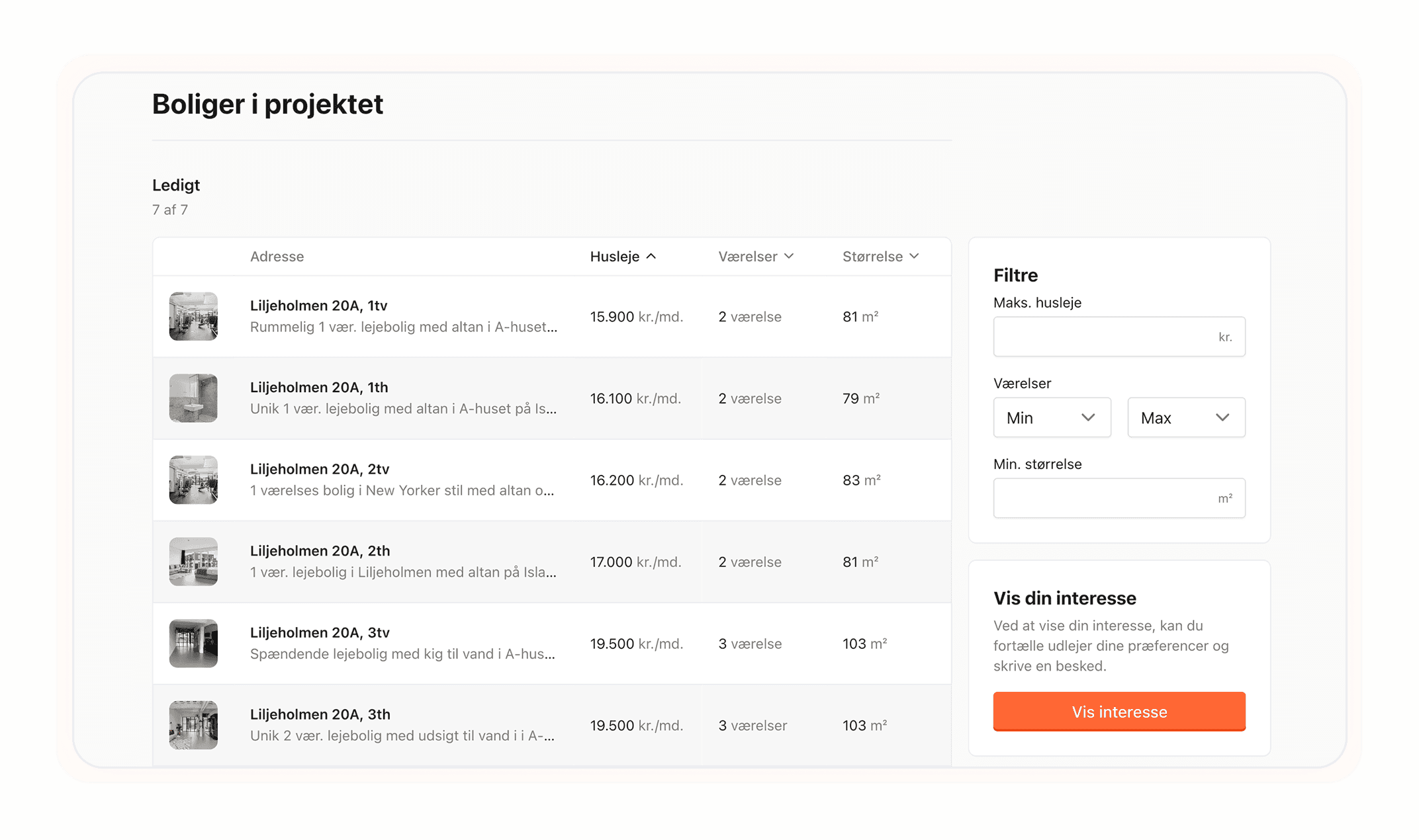 Landingsside til jeres projektudlejning