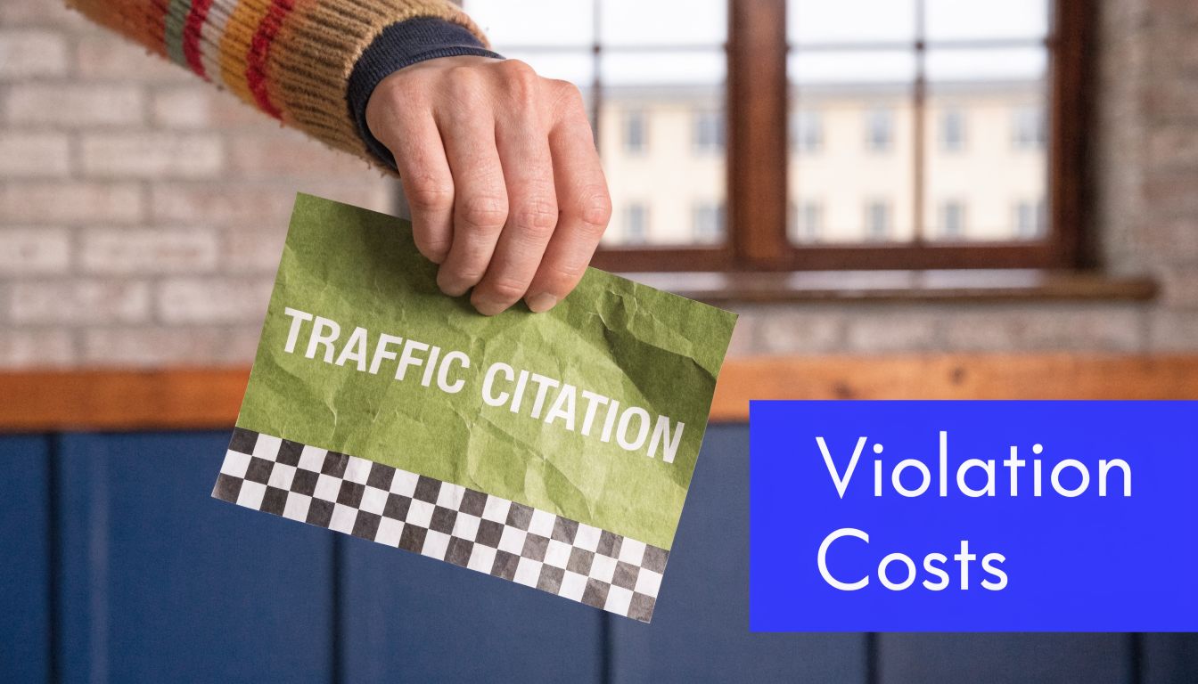 A person holds a green paper titled traffic citation with a checkerboard pattern against a background.
