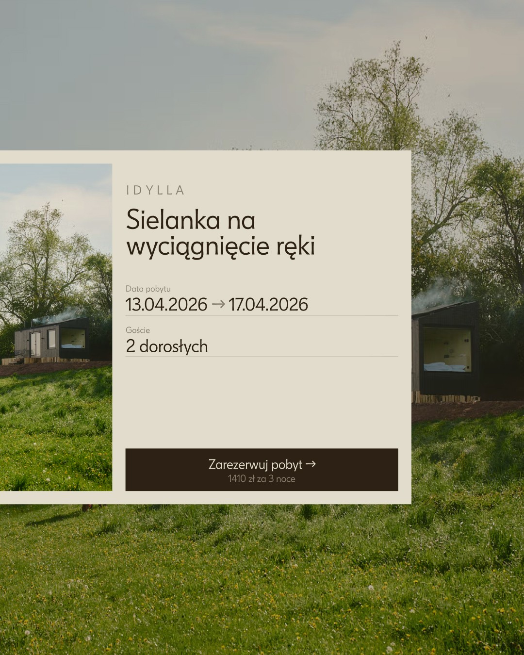 Idylla - webiste booking section