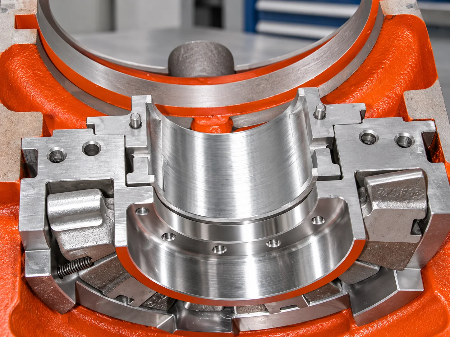 Machined bearing housing with exposed bearing surfaces