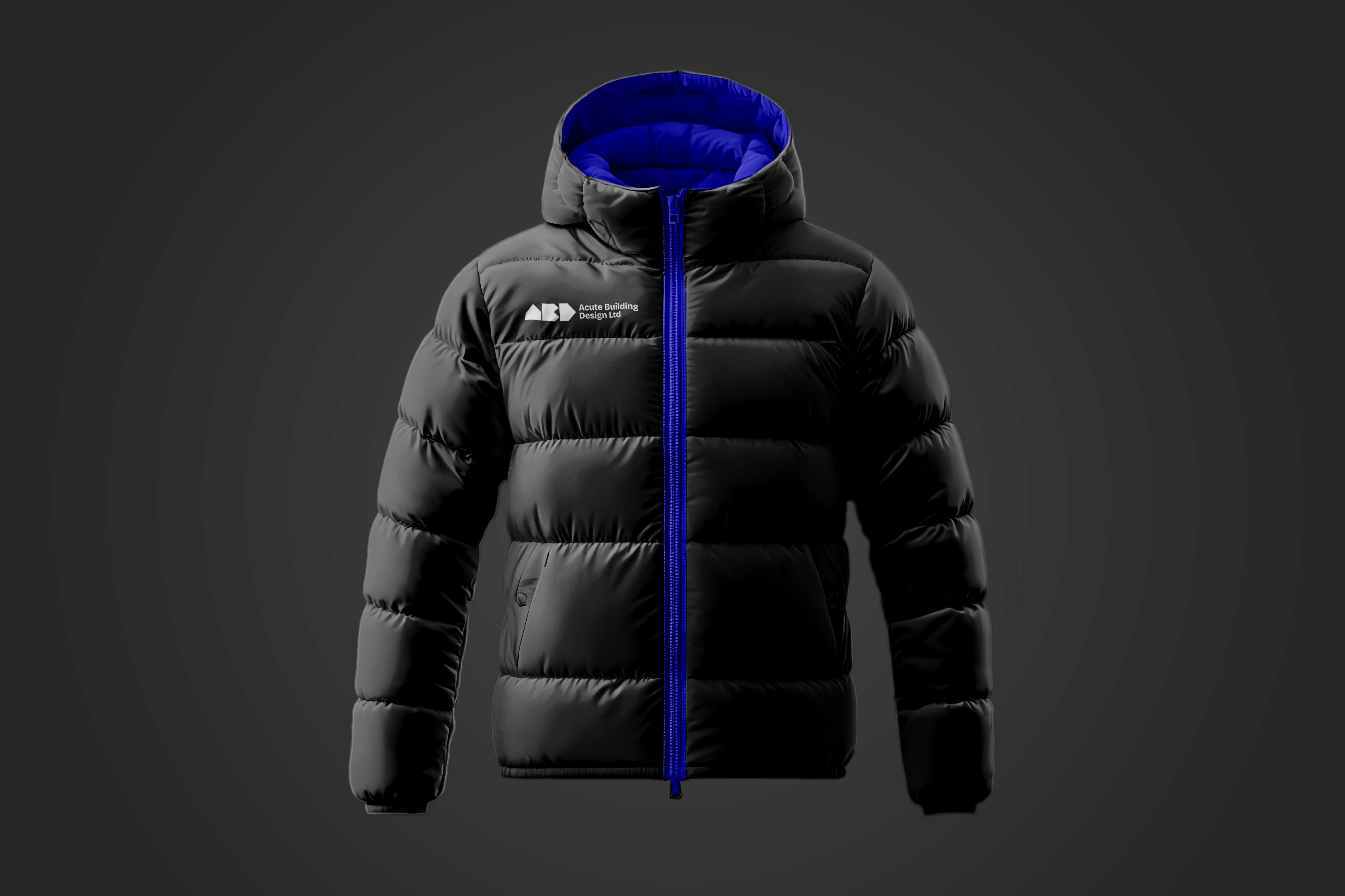 Puffer coat mockup for new architecture brand