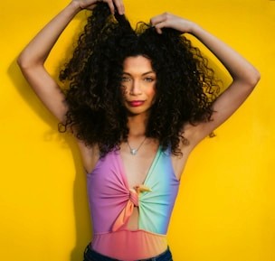 Portrait against a yellow background