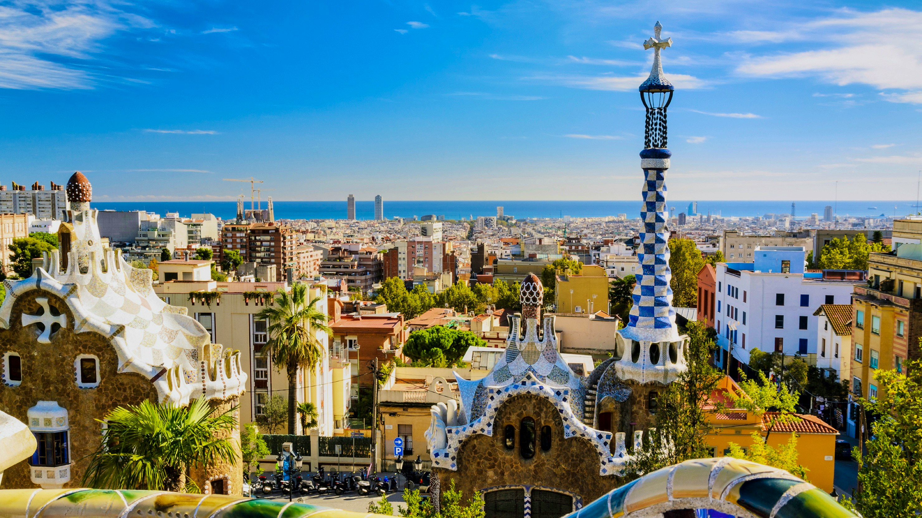 Cheaptickets.nl — photo of Barcelona showing the Gaudi park with a sunny sky — Soda Studio case study