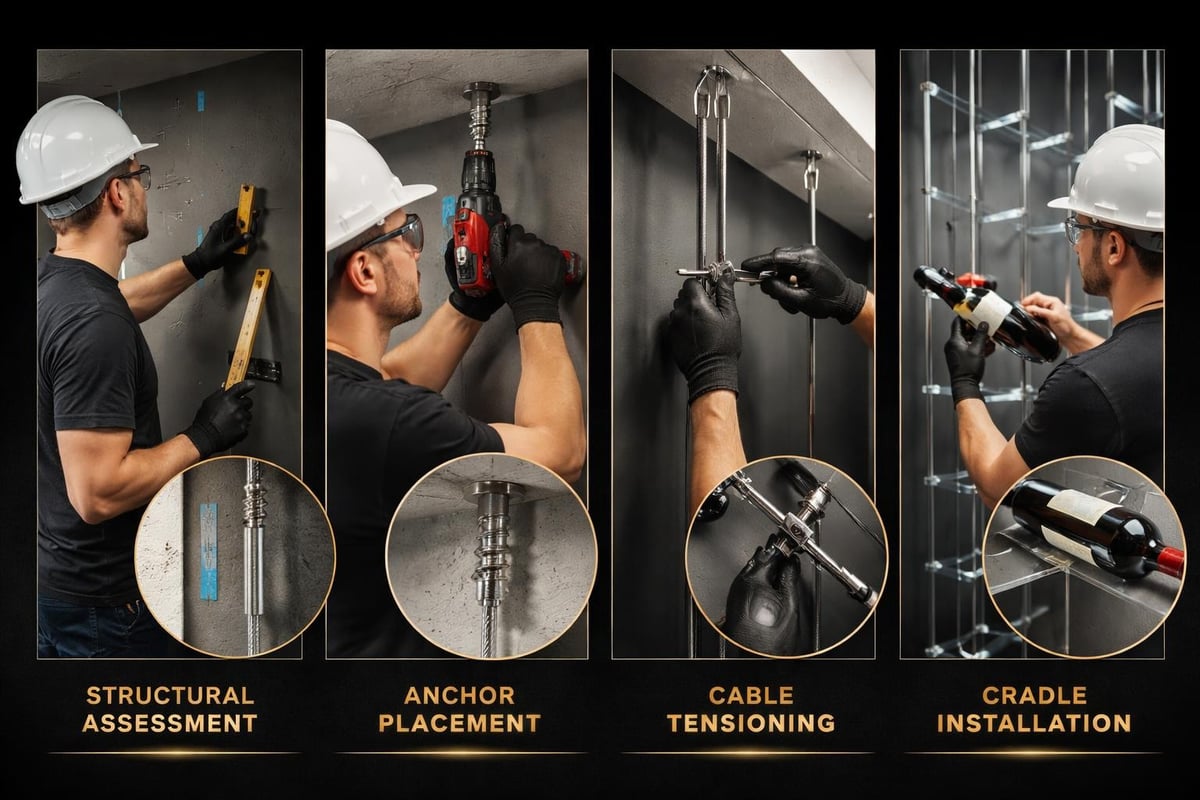 Installation sequence for cable wine systems