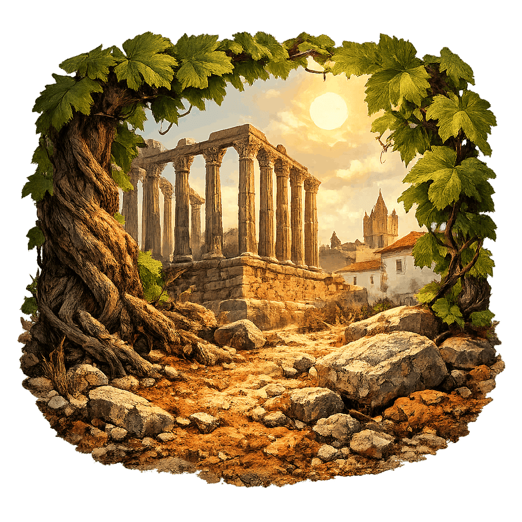 Detailed graphic of the Évora wine region.