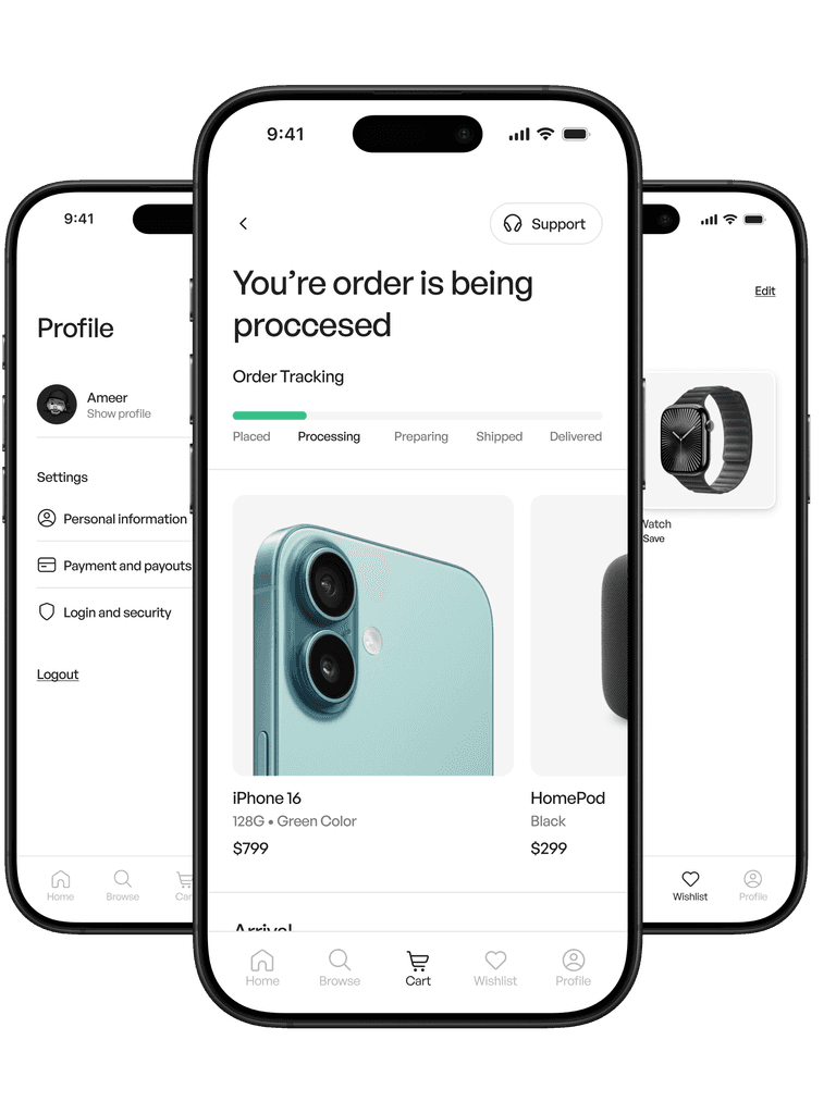 Ecommerce tracking and profile ui