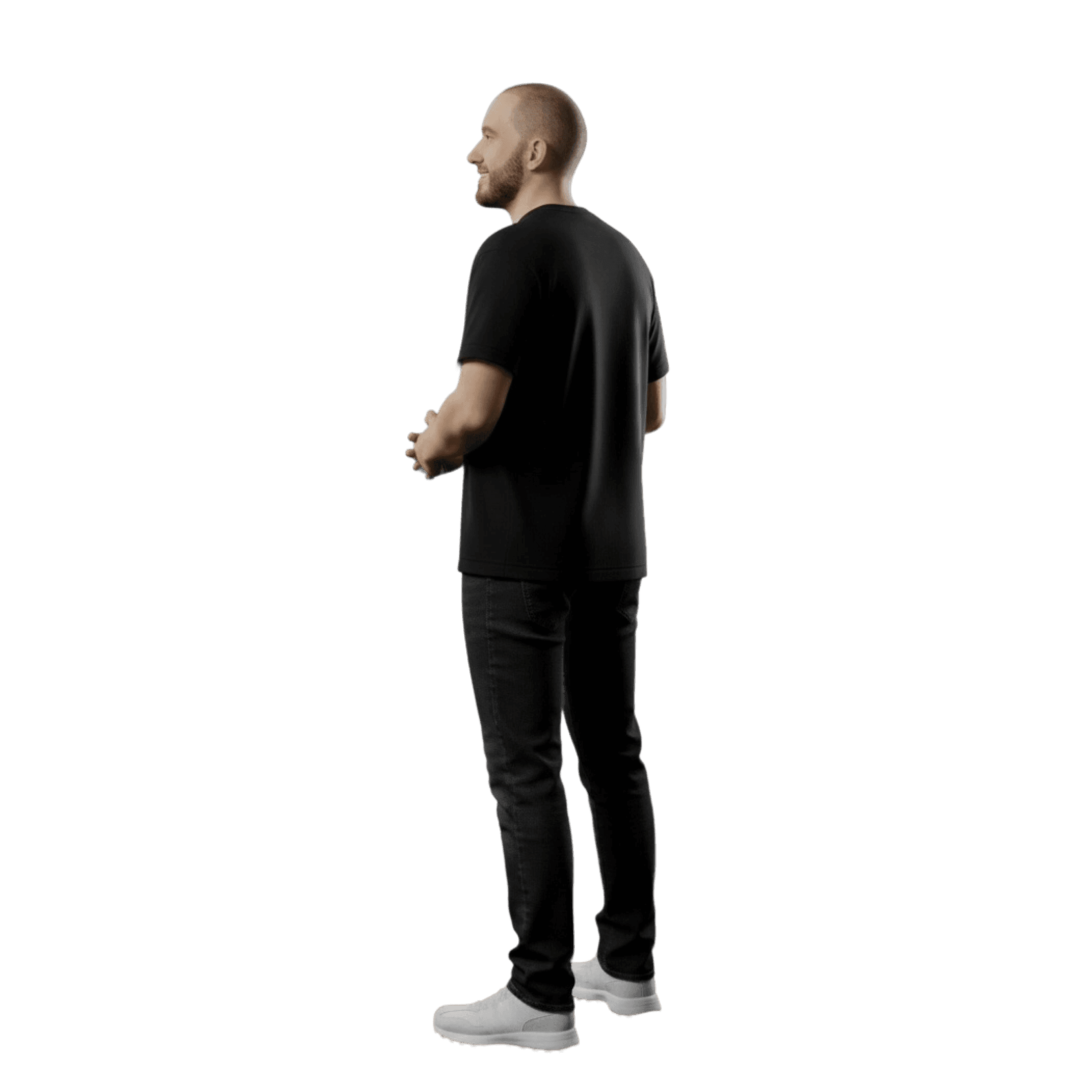Senior UX designer standing with crossed arms in a studio workspace, reflecting experience in product design, design systems, and UX leadership.