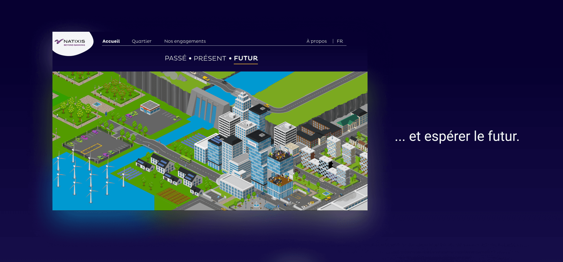 A picture presenting the concept that allows the user to switch the view of the map between past, present and future (future version).