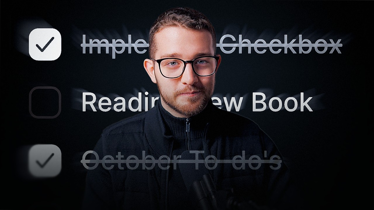 A thumbnail with a person in front of animated checklist UI elements