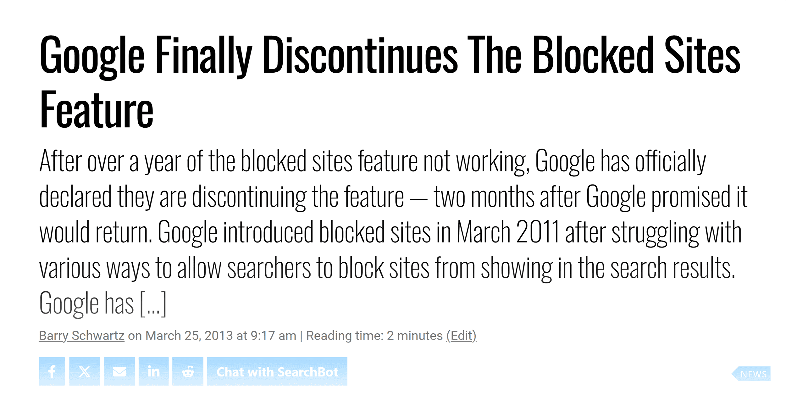 SEL – Google Blocked Sites – Blog