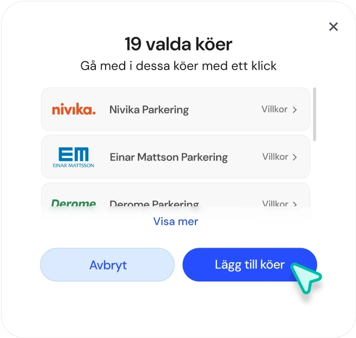Visar funktion i plattformen när  fler köer läggs till