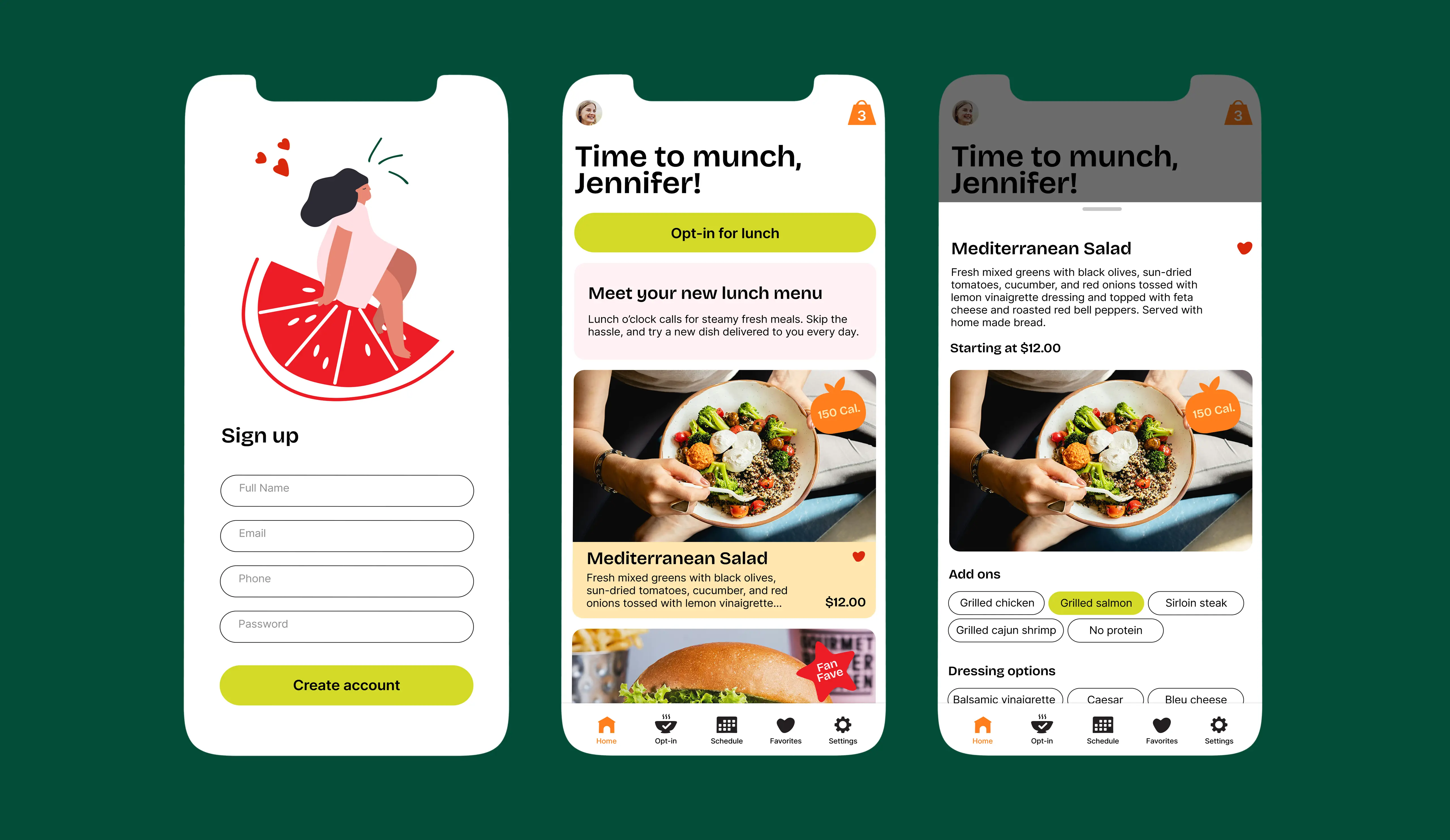 App homescreens for One Lunch, a food delivery brand in Canada, designed by Cultured Creative Studio.