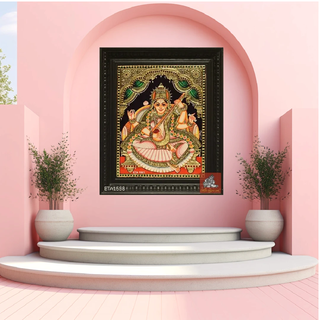 Goddess Saraswathi Tanjore Painting
