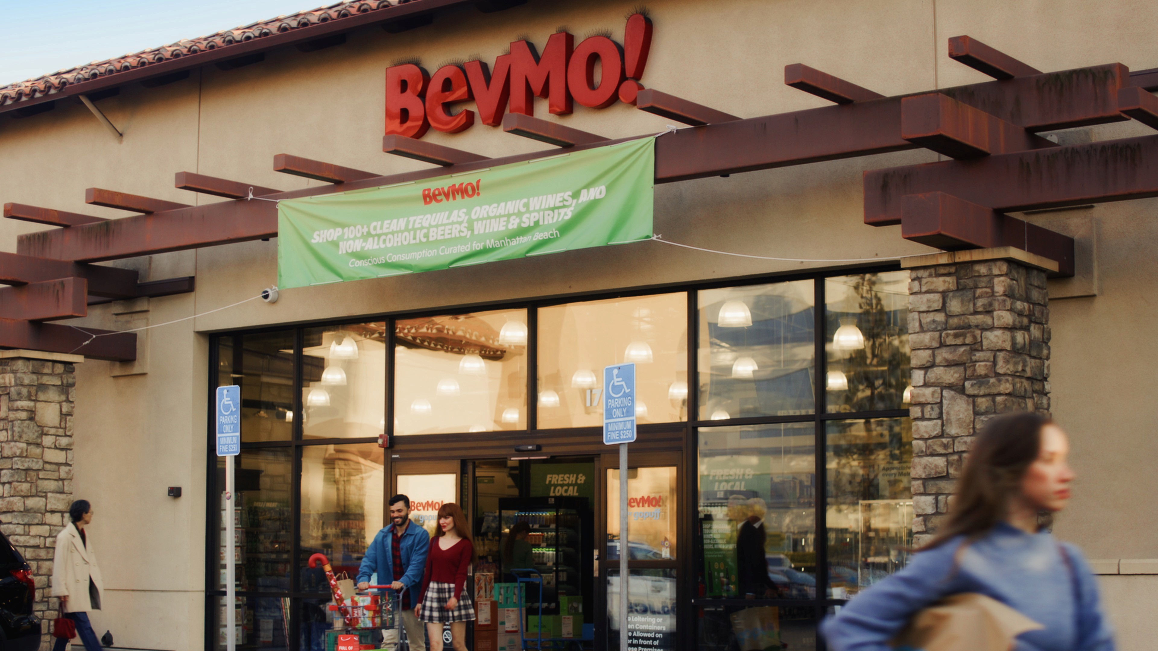 Still from Holiday Cheers, a commercial for Bevmo (2025).